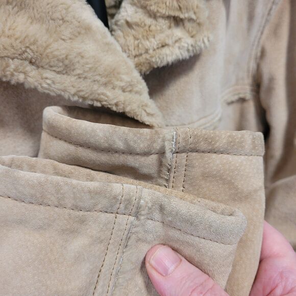 Vintage 90s American Eagle Penny Lane Suede Jacket Sherpa Lined Afghan Boho S - Picture 5 of 8